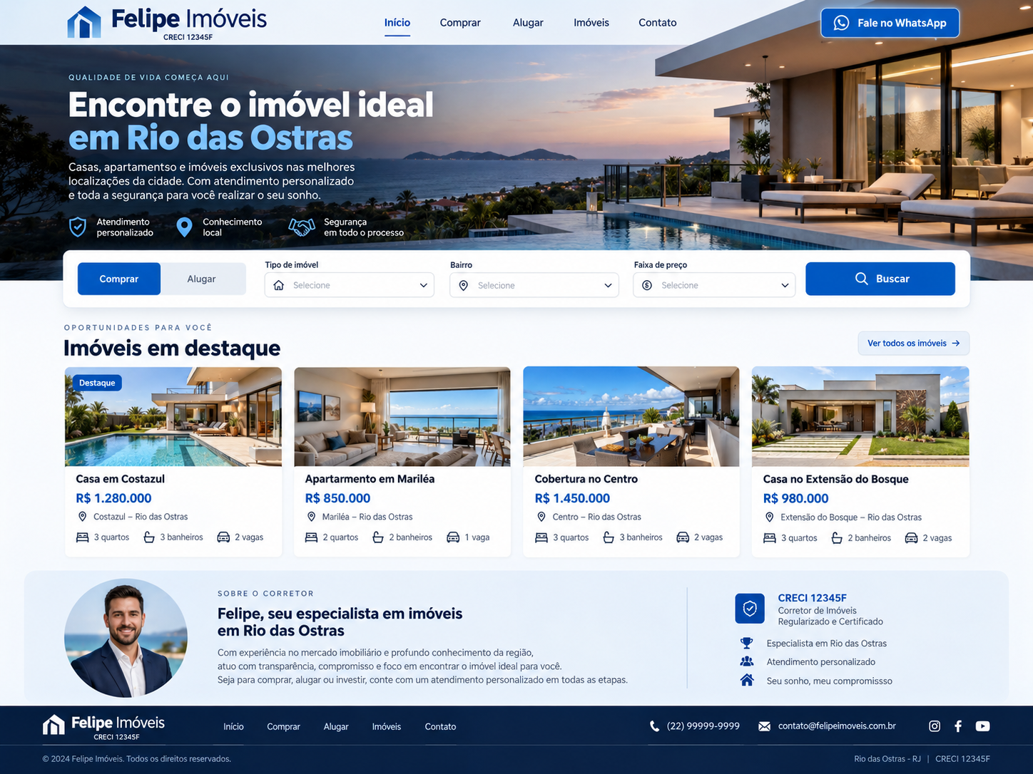 Exemplo de site imobiliário personalizado